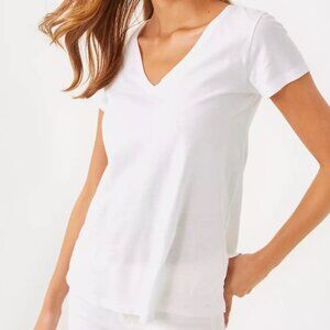 Lilly Pulitzer Meredith Tee White V-Neck Size Small NWOT